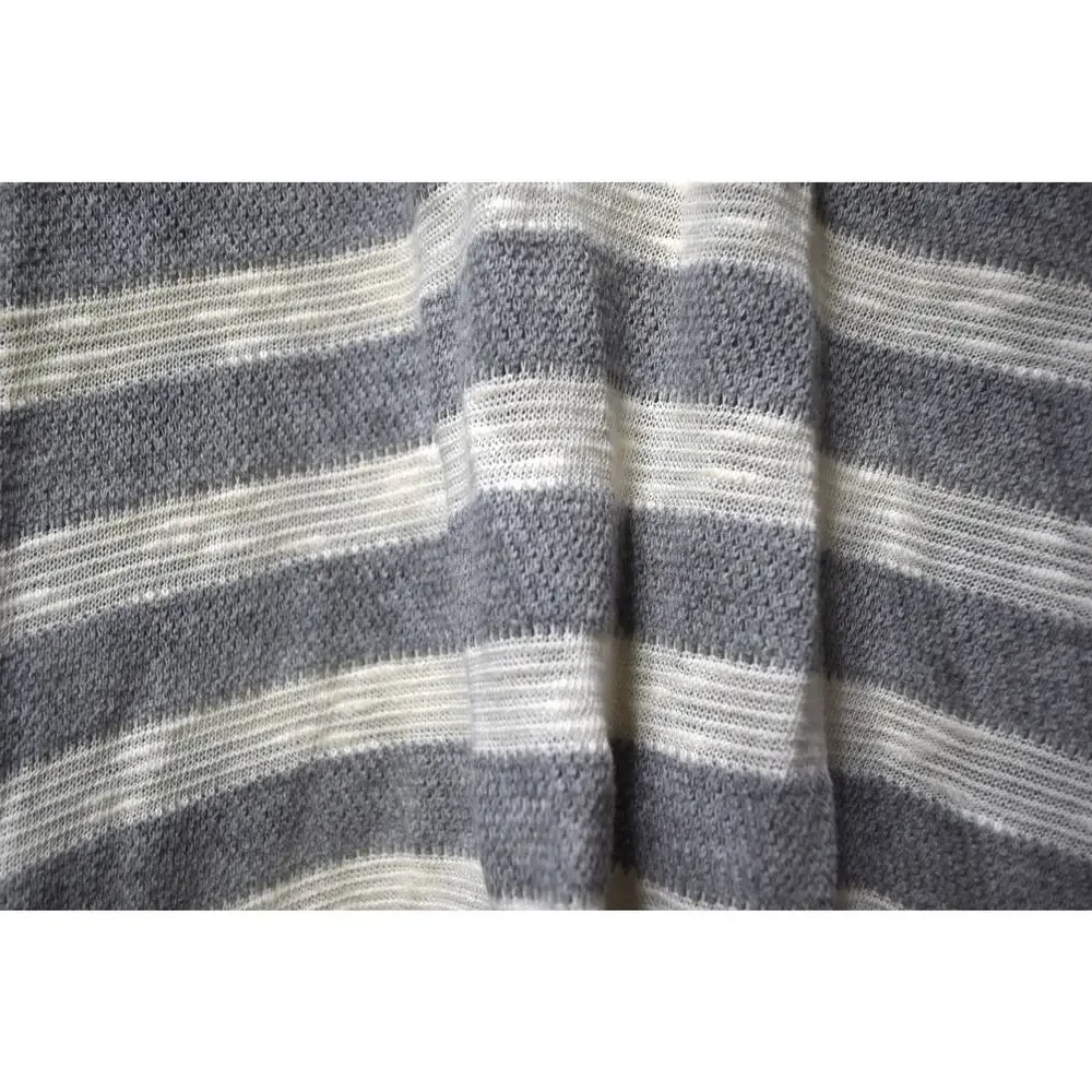 Mr Turk Men’s Gray Ivory Striped Long Sleeve Henley Shirt Size Medium